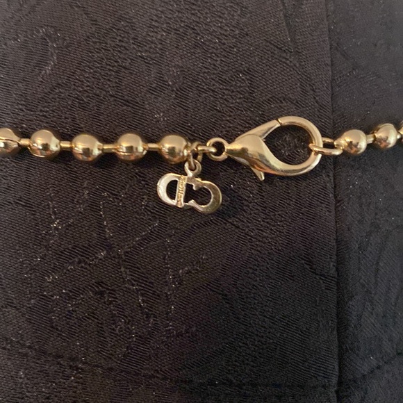 CHRISTIAN DIOR Necklace CD Logo Double Pendant Sphere Gold Chain - Picture 16 of 17